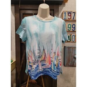 ALFRED DUNNER Size PS top sailboat Pullover Short Sleeve $48 00040